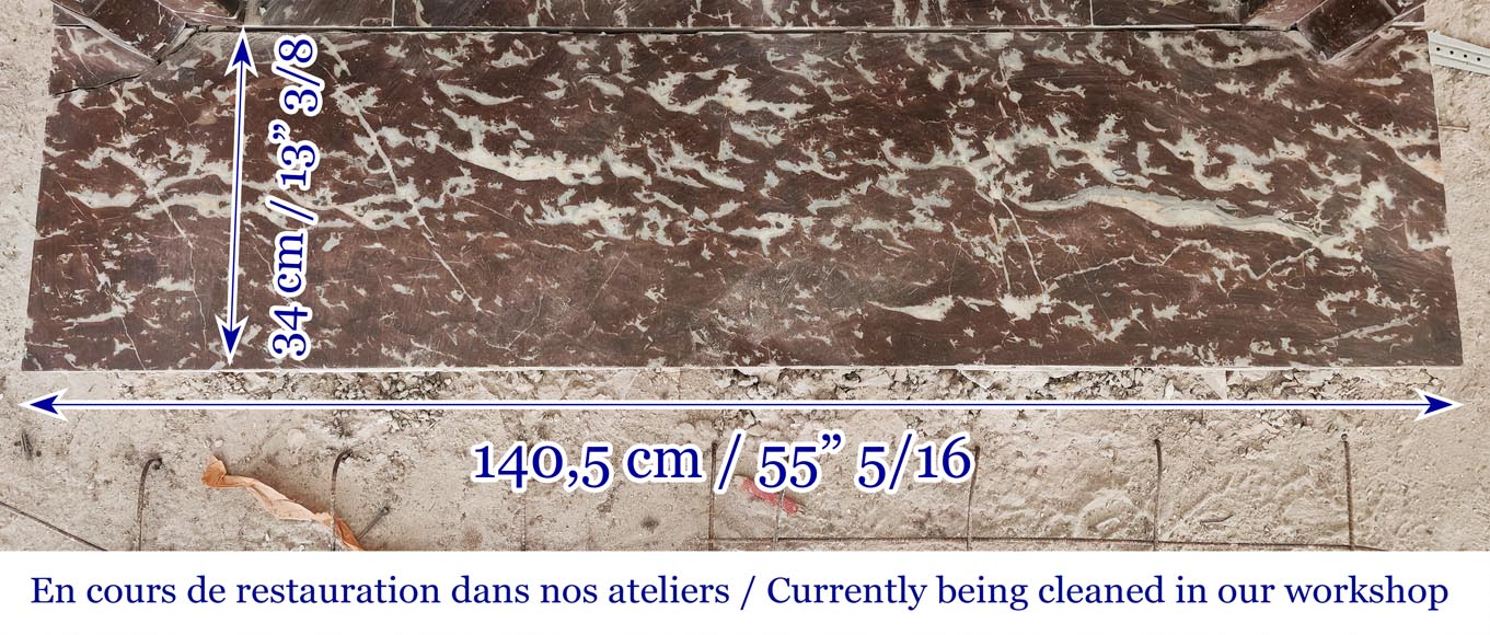 Louis XV style Pompadour model fireplace in northern red marble-8