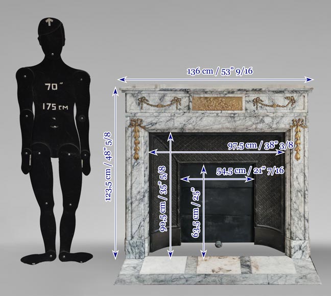 Napoleon III style fireplace in veined granite, with bronze decoration Napoleon III style fireplace in veined granite, with bronze decoration-13