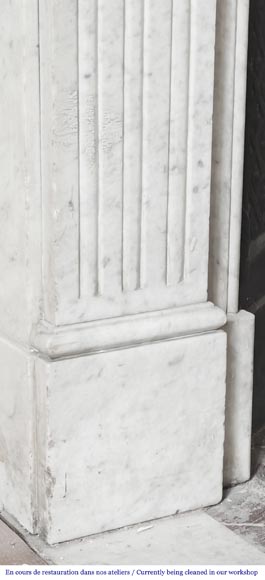 Louis XVI style fireplace in Carrara marble decorated with a torch and a quiver Louis XVI style fireplace in Carrara marble decorated with a torch and a quiver-4