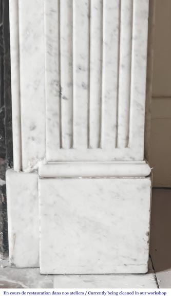 Louis XVI style fireplace in Carrara marble decorated with a torch and a quiver Louis XVI style fireplace in Carrara marble decorated with a torch and a quiver-7