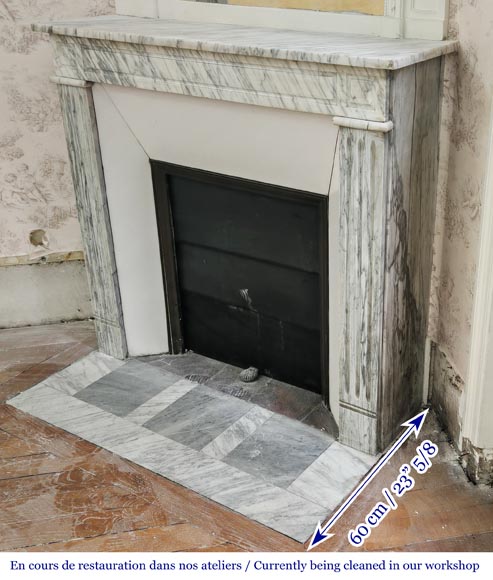 Louis XVI style molded fireplace in veined Carrara marble Louis XVI style molded fireplace in veined Carrara marble-5