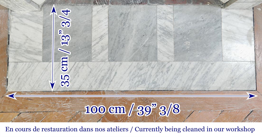 Louis XVI style molded fireplace in veined Carrara marble Louis XVI style molded fireplace in veined Carrara marble-8