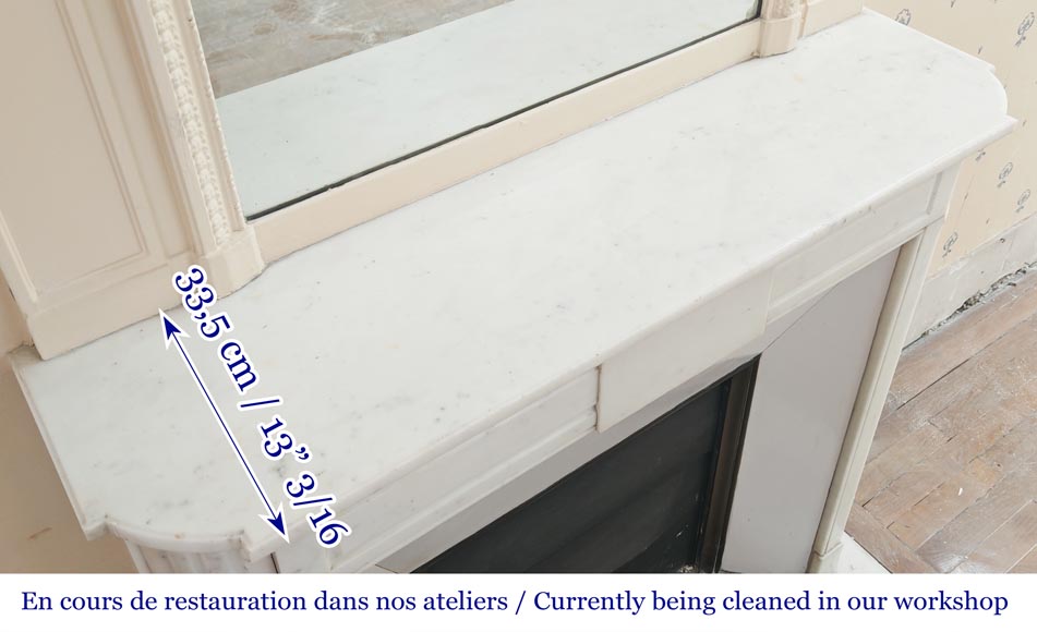 Louis XVI style fireplace with rounded corners in statuary marble Louis XVI style fireplace with rounded corners in statuary marble-9