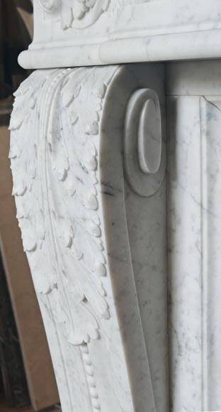 Louis XVI style fireplace with pearl decoration, in Carrara marble Louis XVI style fireplace with pearl decoration, in Carrara marble-3