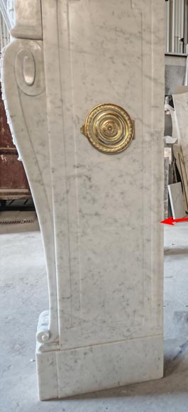 Louis XVI style fireplace with pearl decoration, in Carrara marble Louis XVI style fireplace with pearl decoration, in Carrara marble-4