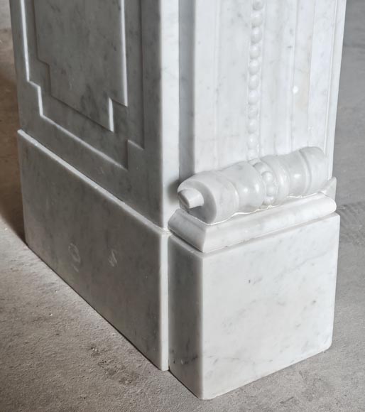 Louis XVI style fireplace with pearl decoration, in Carrara marble Louis XVI style fireplace with pearl decoration, in Carrara marble-5