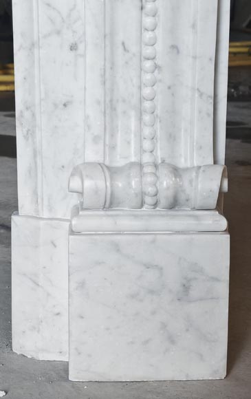 Louis XVI style fireplace with pearl decoration, in Carrara marble Louis XVI style fireplace with pearl decoration, in Carrara marble-8