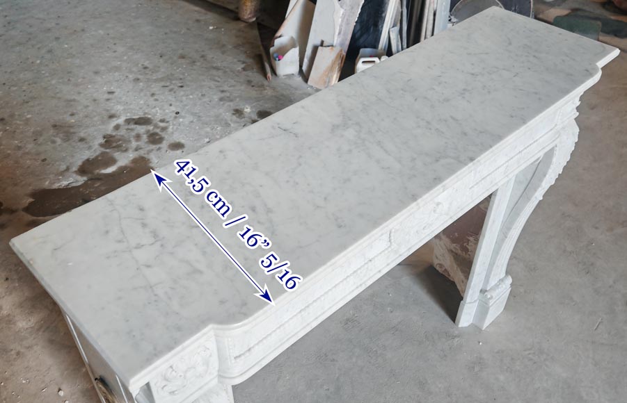 Louis XVI style fireplace with pearl decoration, in Carrara marble Louis XVI style fireplace with pearl decoration, in Carrara marble-9