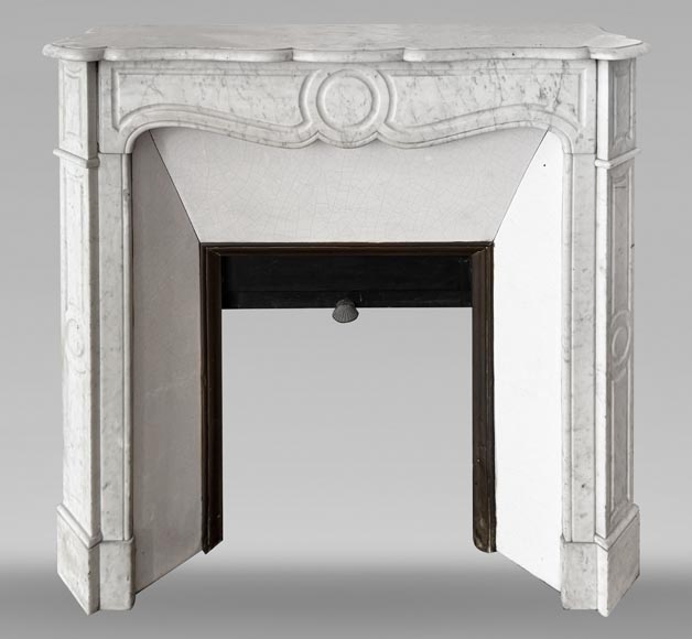 Louis XV style Pompadour model fireplace, in Carrara marble Louis XV style Pompadour model fireplace, in Carrara marble-0