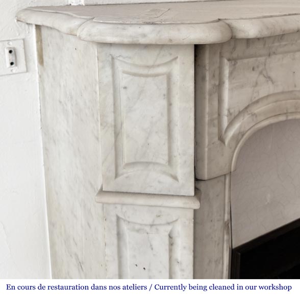 Louis XV style Pompadour model fireplace, in Carrara marble Louis XV style Pompadour model fireplace, in Carrara marble-3