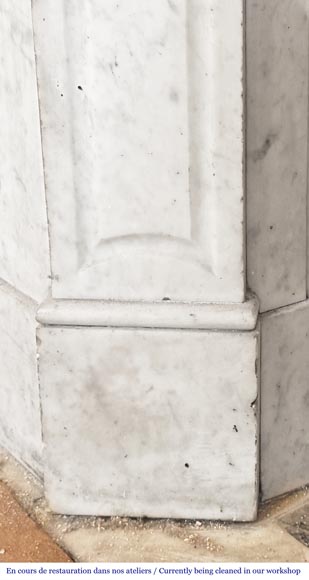 Louis XV style Pompadour model fireplace, in Carrara marble Louis XV style Pompadour model fireplace, in Carrara marble-4