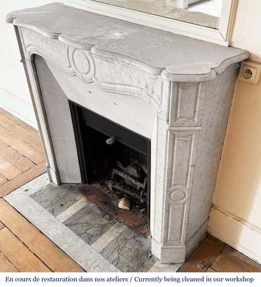 Louis XV style Pompadour model fireplace, in Carrara marble Louis XV style Pompadour model fireplace, in Carrara marble-5