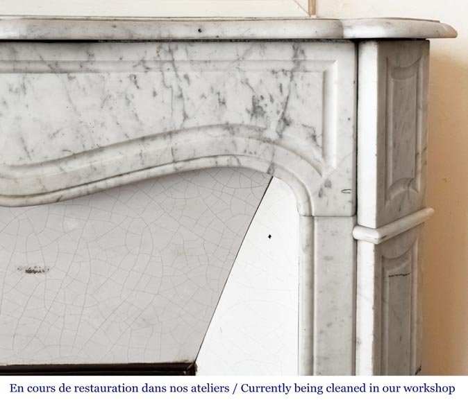 Louis XV style Pompadour model fireplace, in Carrara marble Louis XV style Pompadour model fireplace, in Carrara marble-6