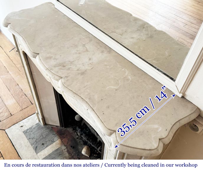 Louis XV style Pompadour model fireplace, in Carrara marble Louis XV style Pompadour model fireplace, in Carrara marble-8