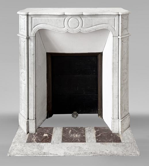 Louis XV style Pompadour model fireplace, in Carrara marble Louis XV style Pompadour model fireplace, in Carrara marble-0