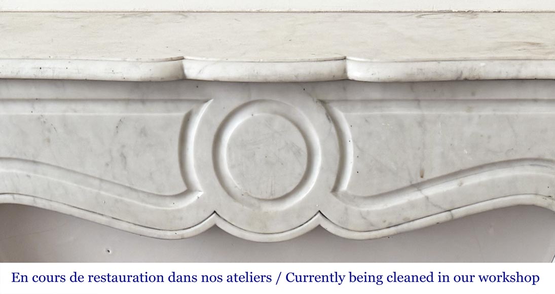 Louis XV style Pompadour model fireplace, in Carrara marble Louis XV style Pompadour model fireplace, in Carrara marble-1