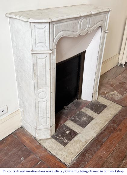 Louis XV style Pompadour model fireplace, in Carrara marble Louis XV style Pompadour model fireplace, in Carrara marble-2