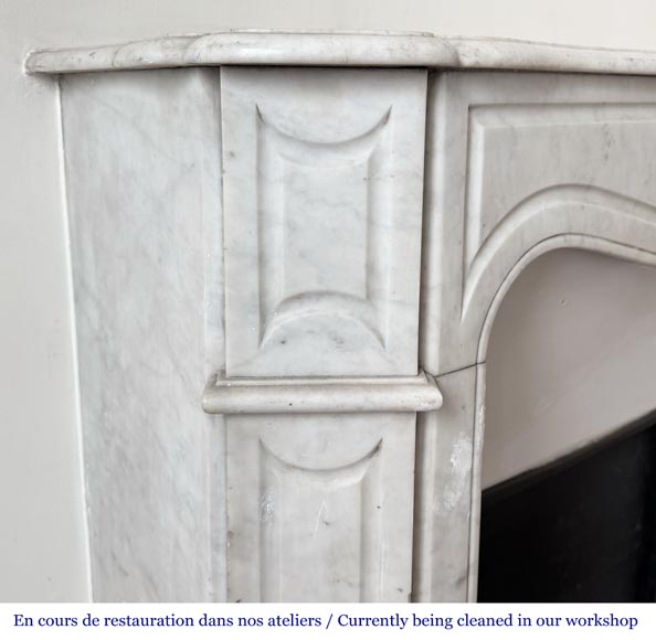 Louis XV style Pompadour model fireplace, in Carrara marble Louis XV style Pompadour model fireplace, in Carrara marble-3