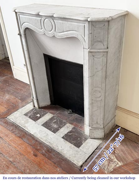 Louis XV style Pompadour model fireplace, in Carrara marble Louis XV style Pompadour model fireplace, in Carrara marble-5