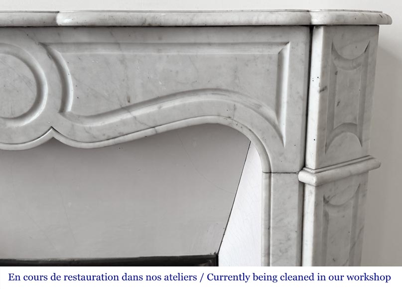 Louis XV style Pompadour model fireplace, in Carrara marble Louis XV style Pompadour model fireplace, in Carrara marble-6