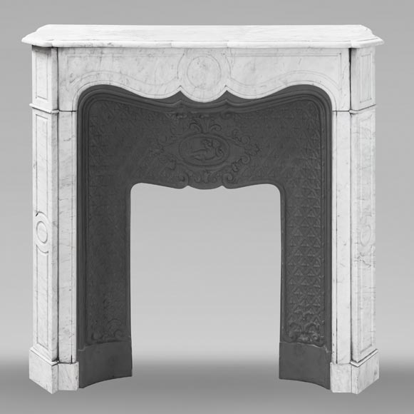 Louis XV style Pompadour model fireplace in Carrara marble-0