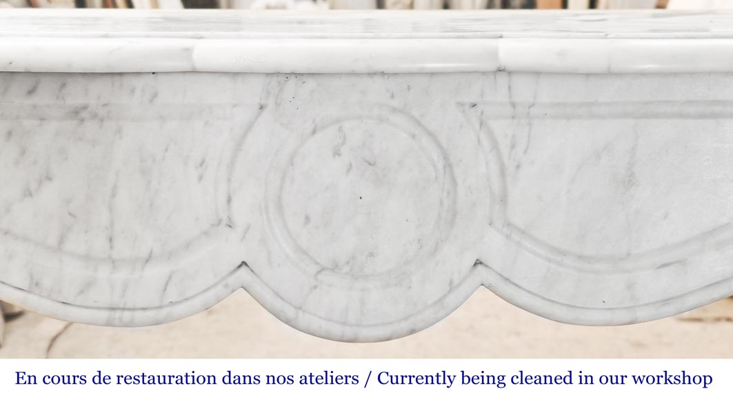 Louis XV style Pompadour model fireplace in Carrara marble-1
