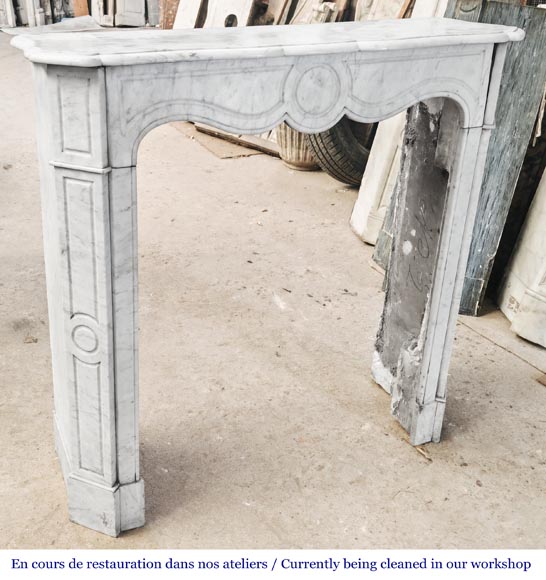 Louis XV style Pompadour model fireplace in Carrara marble-2