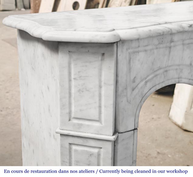 Louis XV style Pompadour model fireplace in Carrara marble-3