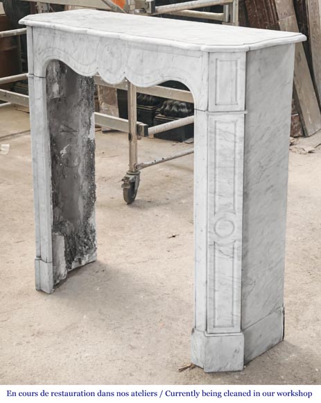 Louis XV style Pompadour model fireplace in Carrara marble-4