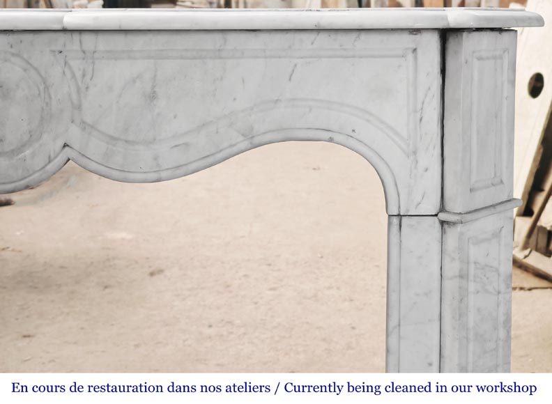 Louis XV style Pompadour model fireplace in Carrara marble-5