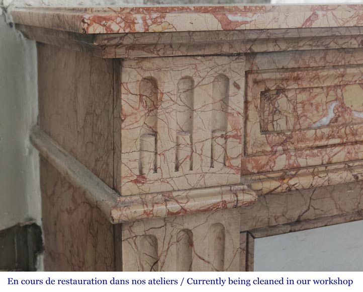 Louis XVI style fireplace in brocatelle marble Louis XVI style fireplace in brocatelle marble-3