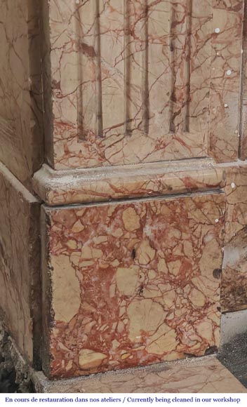 Louis XVI style fireplace in brocatelle marble Louis XVI style fireplace in brocatelle marble-4