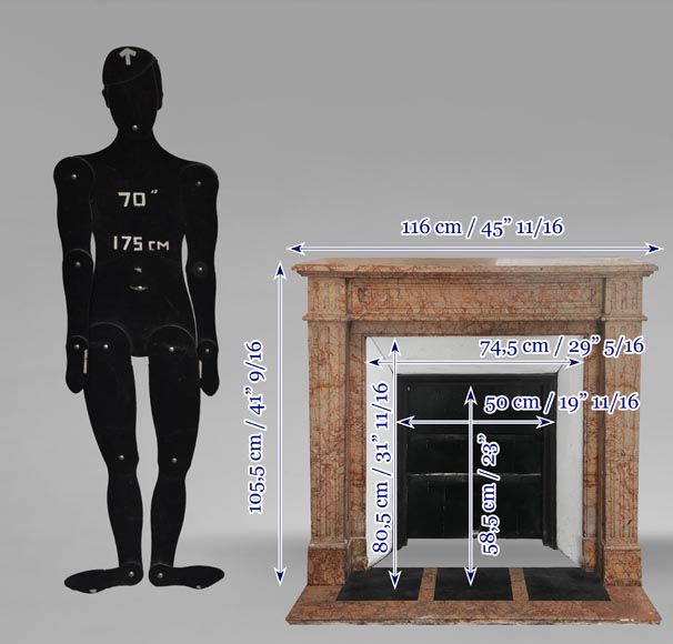 Louis XVI style fireplace in brocatelle marble Louis XVI style fireplace in brocatelle marble-10