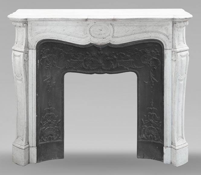 Louis XV style Pompadour model fireplace in Carrara marble Louis XV style Pompadour model fireplace in Carrara marble-0