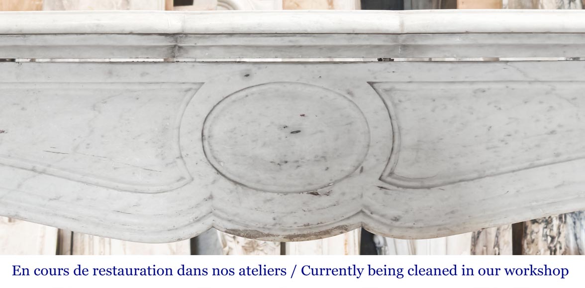 Louis XV style Pompadour model fireplace in Carrara marble Louis XV style Pompadour model fireplace in Carrara marble-1