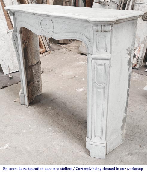 Louis XV style Pompadour model fireplace in Carrara marble Louis XV style Pompadour model fireplace in Carrara marble-5