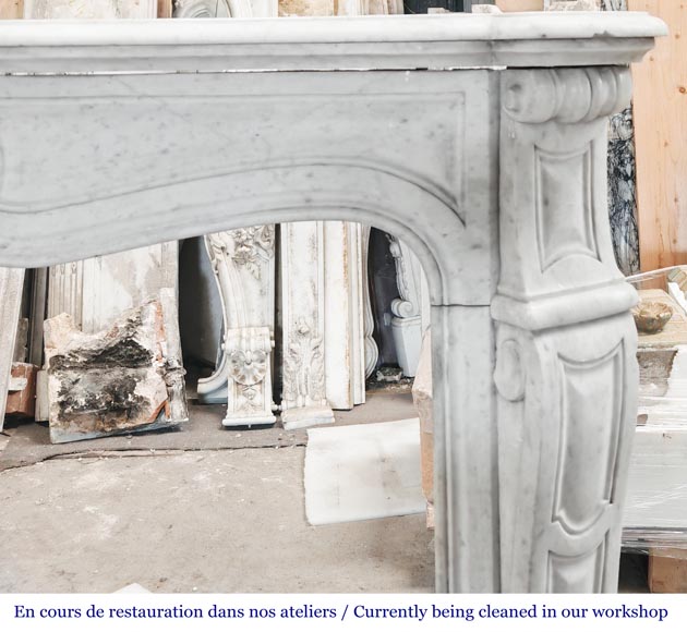 Louis XV style Pompadour model fireplace in Carrara marble Louis XV style Pompadour model fireplace in Carrara marble-6