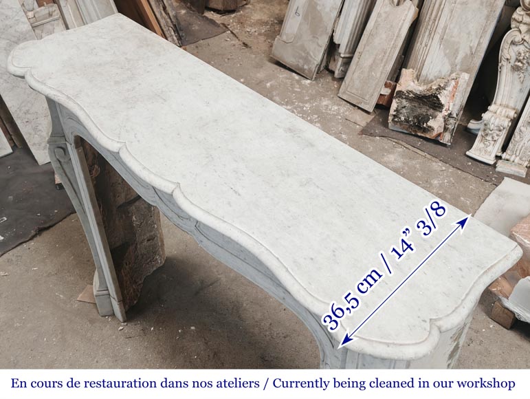 Louis XV style Pompadour model fireplace in Carrara marble Louis XV style Pompadour model fireplace in Carrara marble-8