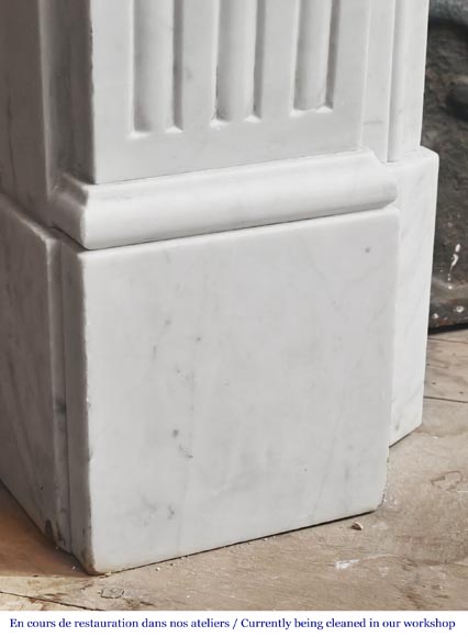 Louis XVI style fireplace in Carrara marble, decorated with fluting Louis XVI style fireplace in Carrara marble, decorated with fluting-4