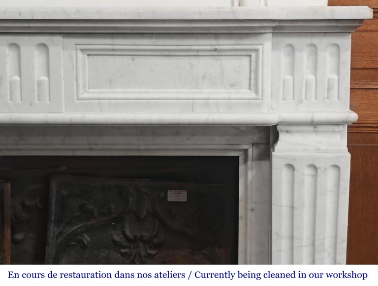 Louis XVI style fireplace in Carrara marble, decorated with fluting Louis XVI style fireplace in Carrara marble, decorated with fluting-6