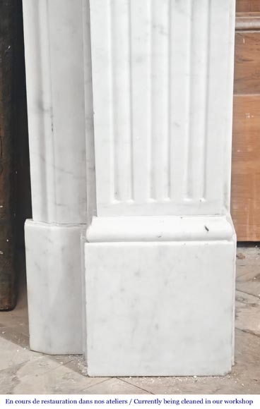 Louis XVI style fireplace in Carrara marble, decorated with fluting Louis XVI style fireplace in Carrara marble, decorated with fluting-7