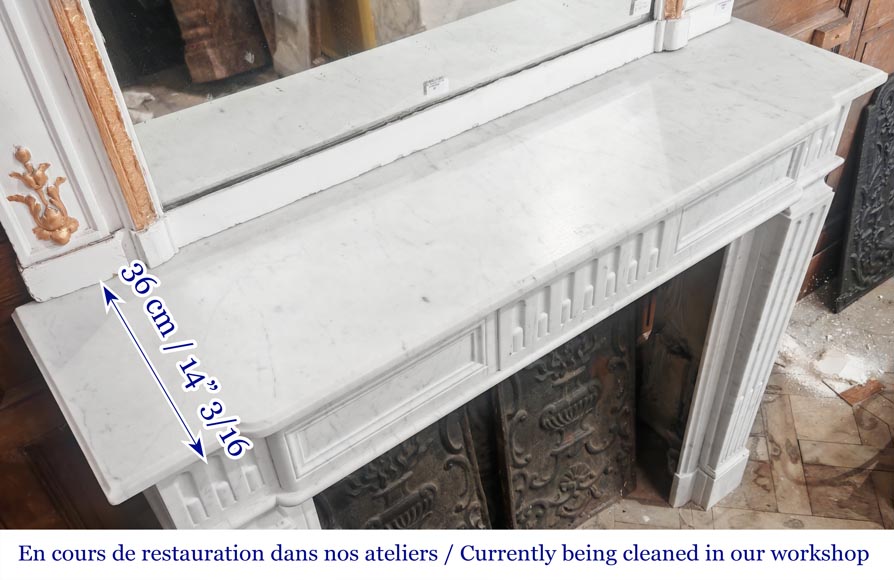 Louis XVI style fireplace in Carrara marble, decorated with fluting Louis XVI style fireplace in Carrara marble, decorated with fluting-8