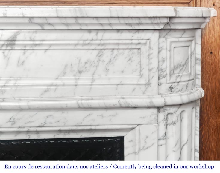 Louis XVI style fireplace with rounded corners, in Arabescato marble Louis XVI style fireplace with rounded corners, in Arabescato marble-6