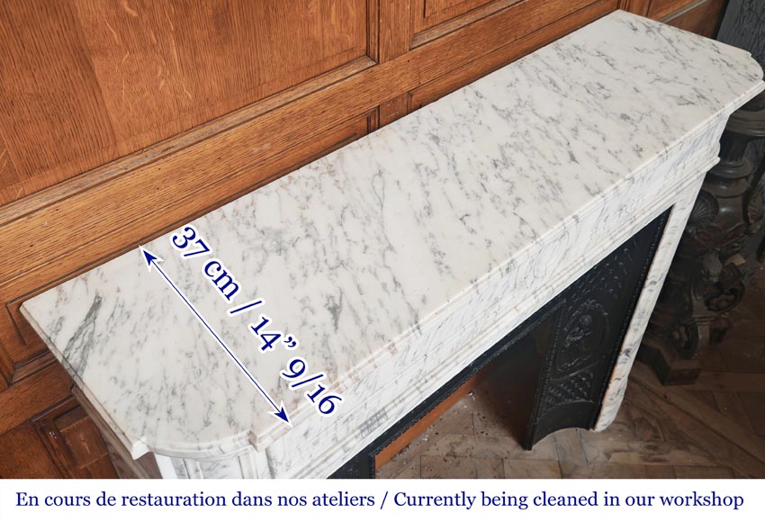 Louis XVI style fireplace with rounded corners, in Arabescato marble Louis XVI style fireplace with rounded corners, in Arabescato marble-9
