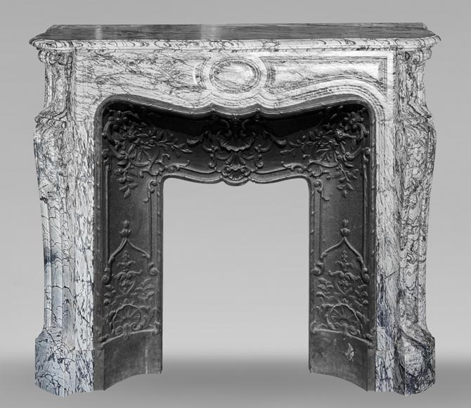 Louis XV style Pompadour model fireplace in blue floral marble Louis XV style Pompadour model fireplace in blue floral marble-0