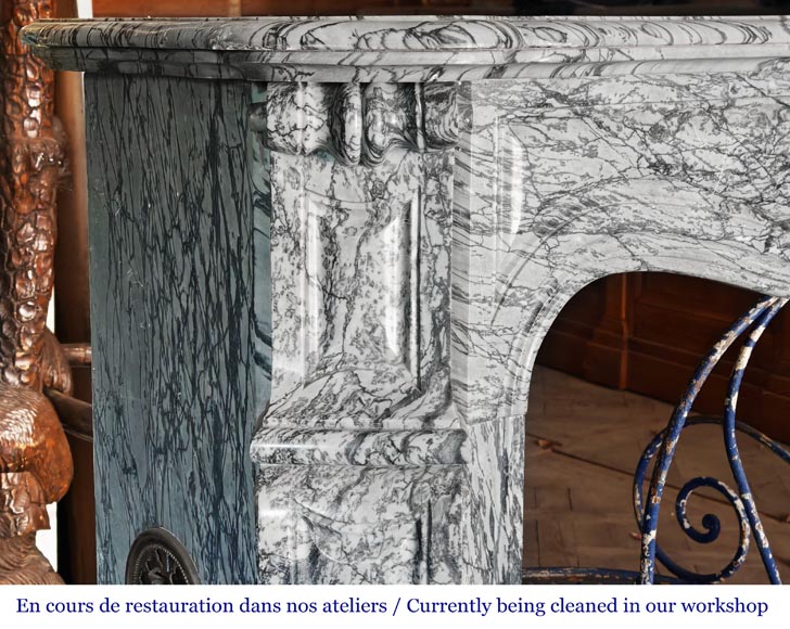 Louis XV style Pompadour model fireplace in blue floral marble Louis XV style Pompadour model fireplace in blue floral marble-3