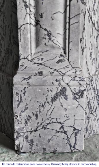 Louis XV style Pompadour model fireplace in blue floral marble Louis XV style Pompadour model fireplace in blue floral marble-4