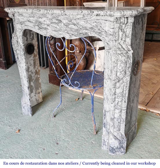 Louis XV style Pompadour model fireplace in blue floral marble Louis XV style Pompadour model fireplace in blue floral marble-5