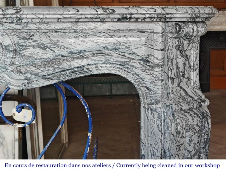 Louis XV style Pompadour model fireplace in blue floral marble Louis XV style Pompadour model fireplace in blue floral marble-6