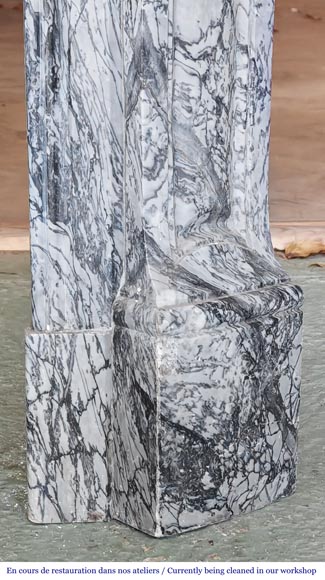 Louis XV style Pompadour model fireplace in blue floral marble Louis XV style Pompadour model fireplace in blue floral marble-7